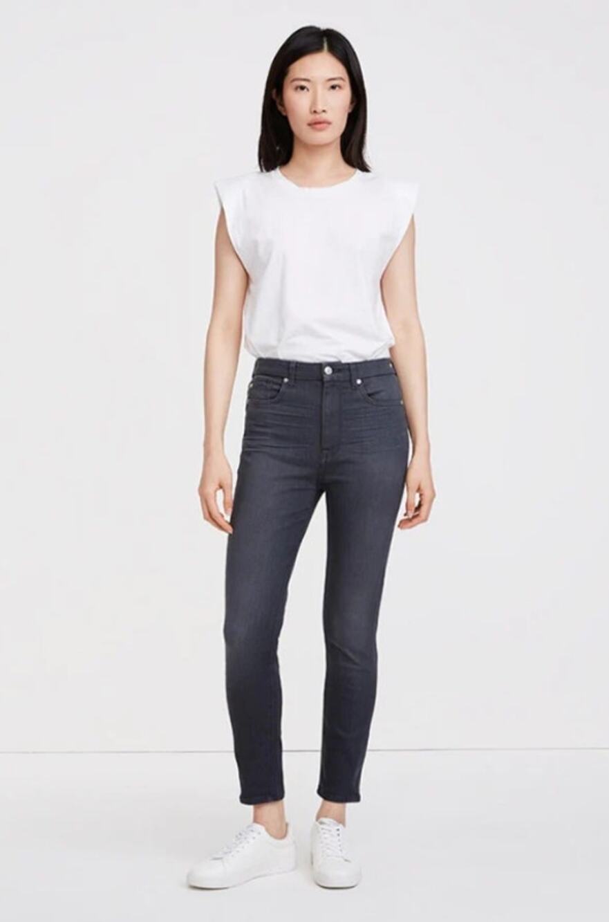 7 For All Mankind B(AIR) DENIM HIGH WAIST ANKLE SKINNY IN EVENING GREY // 26
